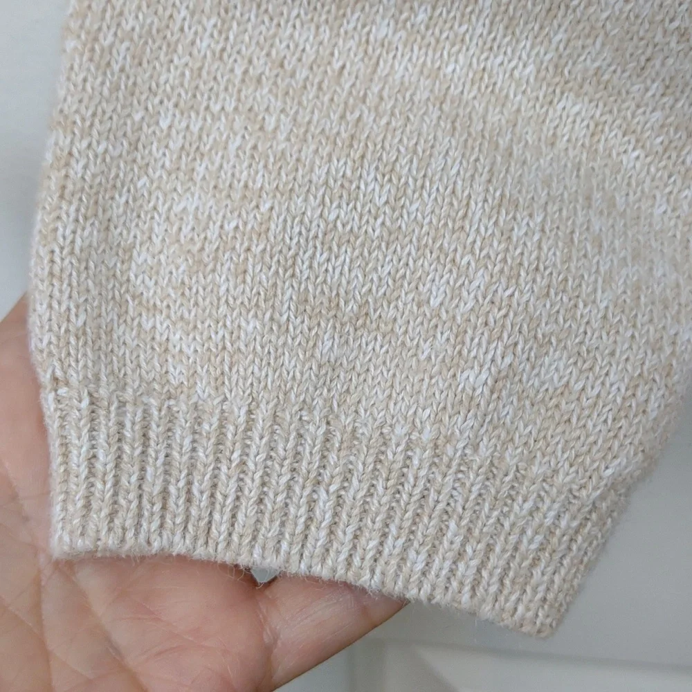 Alfred Dunner Vintage Crochet Granny Square Beige Ramie Cotton Knit Cardigan PXL - Picture 12 of 16